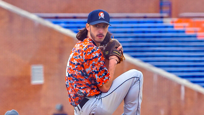 Pitcher Cole Spain completed the third game of the series on the mound going seven full innings. Photo by Gibran Godfrey.